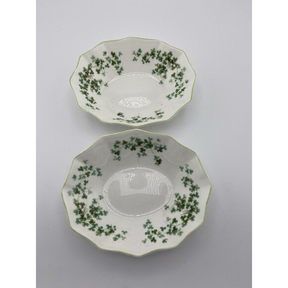 Royal Albert Other - Royal Albert Shamrock Bone China Bowls Set of 2 Ireland Clover Scalloped England